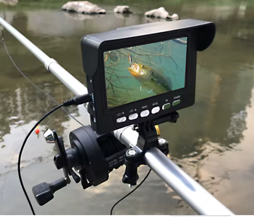 Cámara Subacuática Pesca Con Monitor y Soporte Para Caña C/ Luz Led