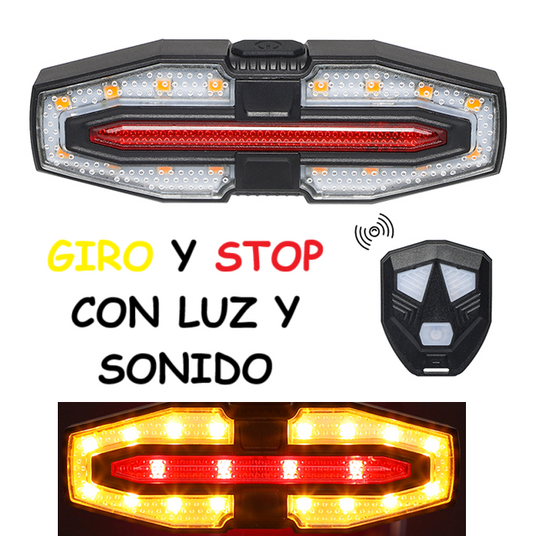Luz Con Sonido Giro y Stop Control Remoto Bicicleta Monopatin