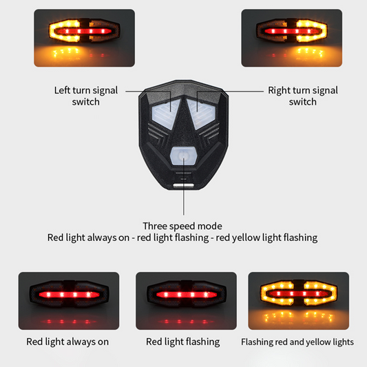 Luz Con Sonido Giro y Stop Control Remoto Bicicleta Monopatin