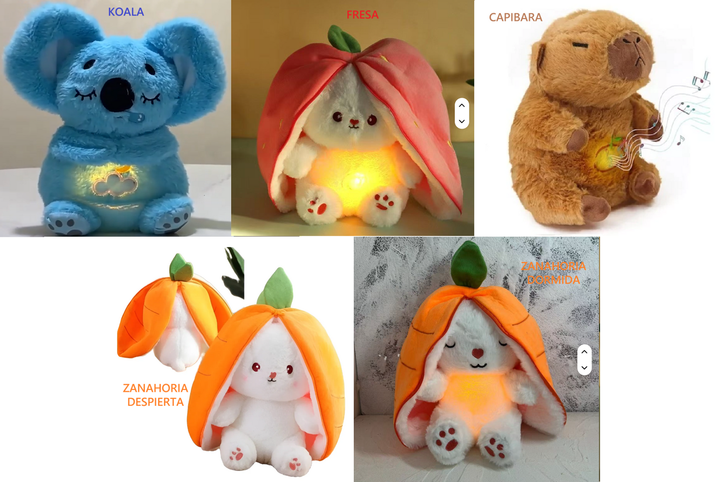 PELUCHES RESPIRAN CON LUZ Y MUSICA
